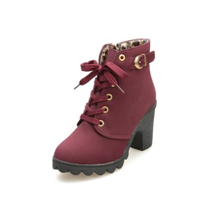 Fashion Square High Heels Solid Color Sneakers Women Snow Boots, 35, 36, 37, 38, 39, 40, 41