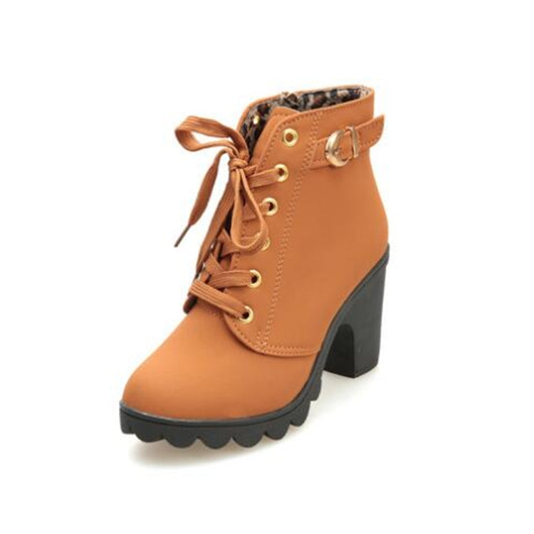 Fashion Square High Heels Solid Color Sneakers Women Snow Boots, 35, 36, 37, 38, 39, 40, 41