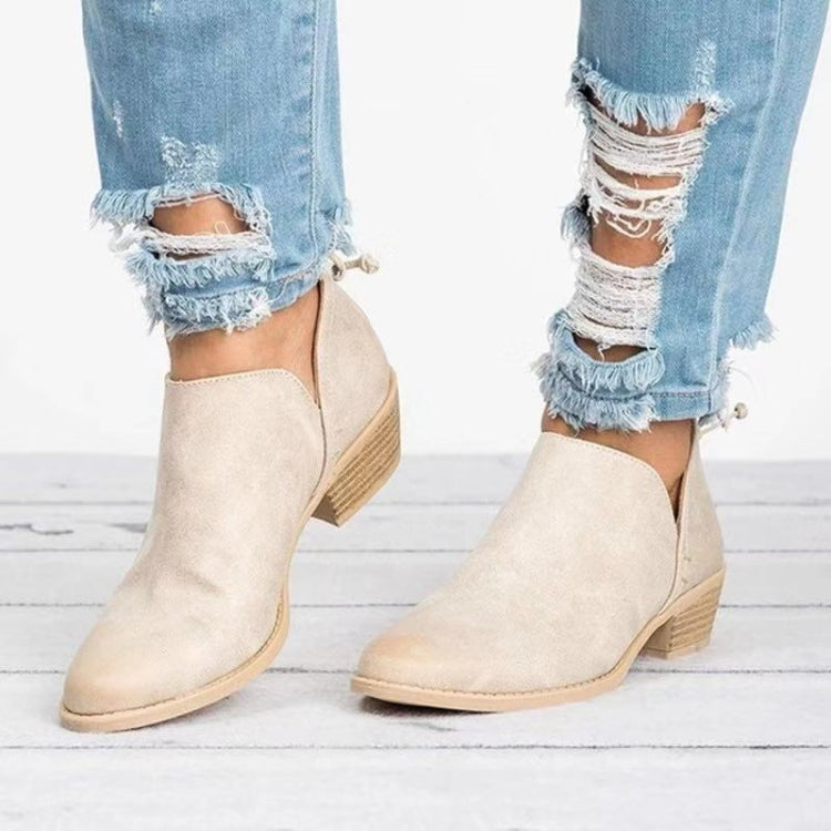 Autumn And Winter Pointed Low-Heeled Boots Women Low Tube Boots, 35, 36, 37, 38, 39, 40, 41, 42