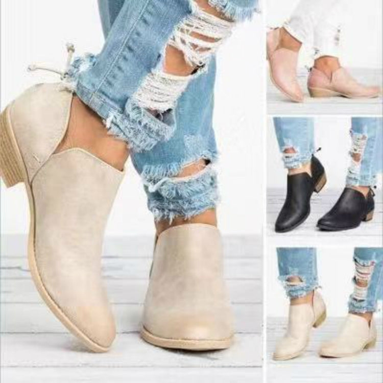 Autumn And Winter Pointed Low-Heeled Boots Women Low Tube Boots, 35, 36, 37, 38, 39, 40, 41, 42