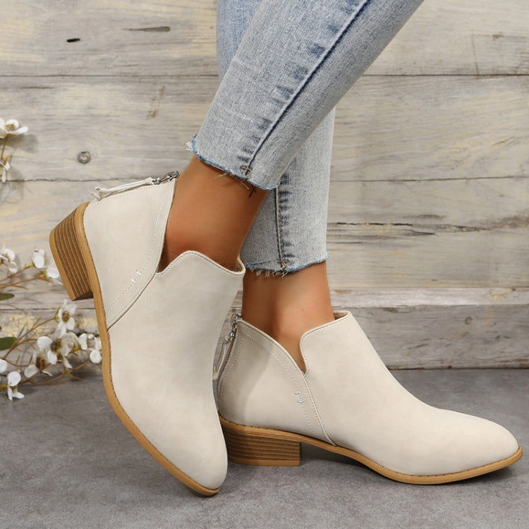 Autumn And Winter Pointed Low-Heeled Boots Women Low Tube Boots, 35, 36, 37, 38, 39, 40, 41, 42