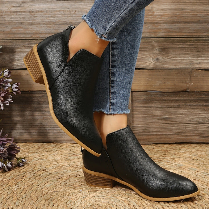 Autumn And Winter Pointed Low-Heeled Boots Women Low Tube Boots, 35, 36, 37, 38, 39, 40, 41, 42