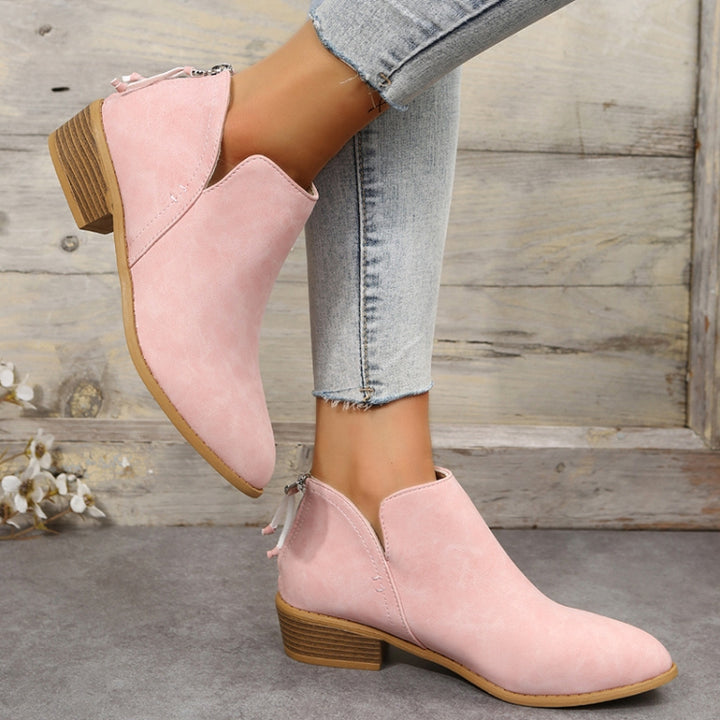 Autumn And Winter Pointed Low-Heeled Boots Women Low Tube Boots, 35, 36, 37, 38, 39, 40, 41, 42