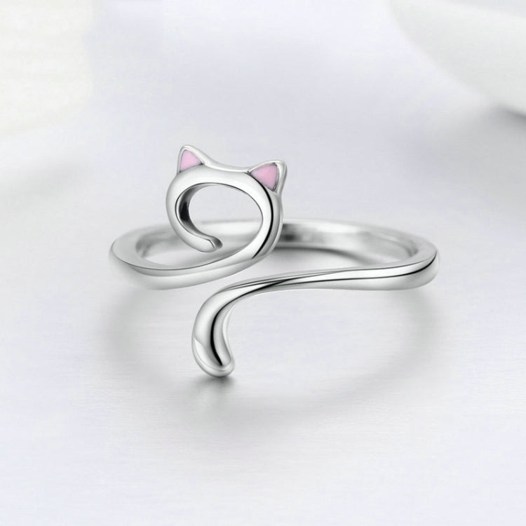 Cat Love Girl Ring S925 Sterling Silver Open Ring, SCR341