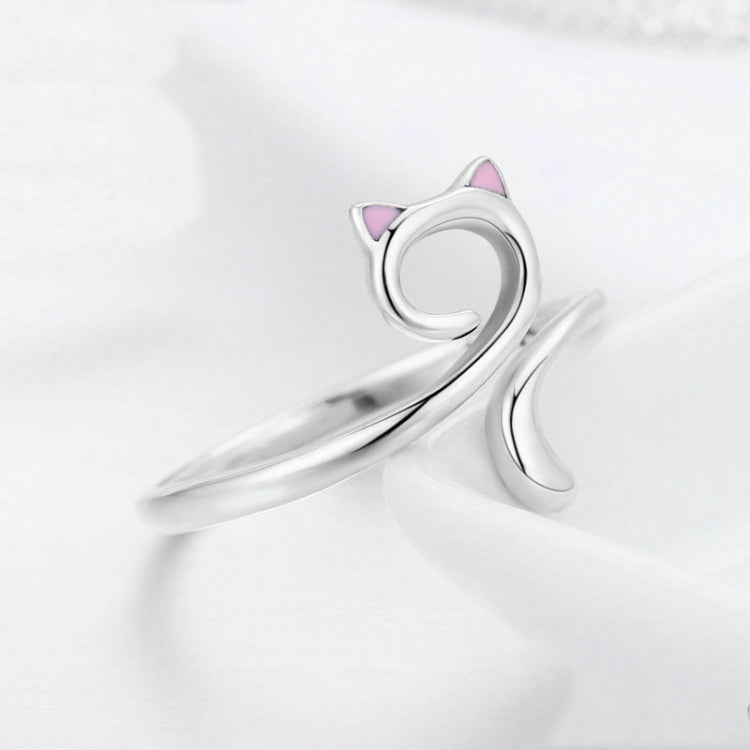 Cat Love Girl Ring S925 Sterling Silver Open Ring, SCR341