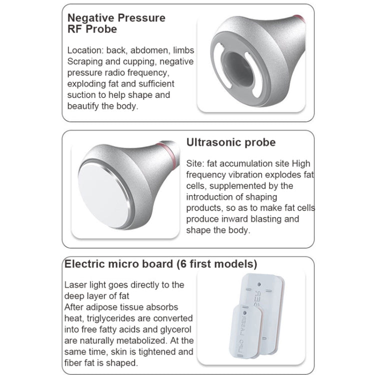 6 In 1  80K Ultrasonic Cavitation Vacuum Radio Frequency Lipo Laser Slimming Machine, US Plug, EU Plug, UK Plug, AU plug