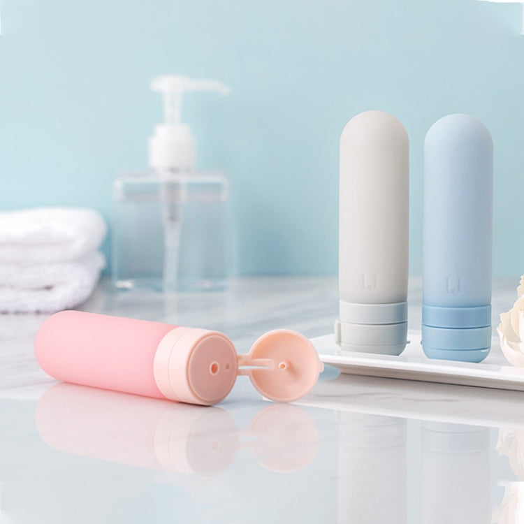 Travel Silicone Dispensing Bottle Travel Cosmetic Lotion Shampoo Bath Dew Cream Skin Care Product Small Bottle, 1 PC (Pink), 1 PC (Blue Sky), 1 PC (Light Grey)