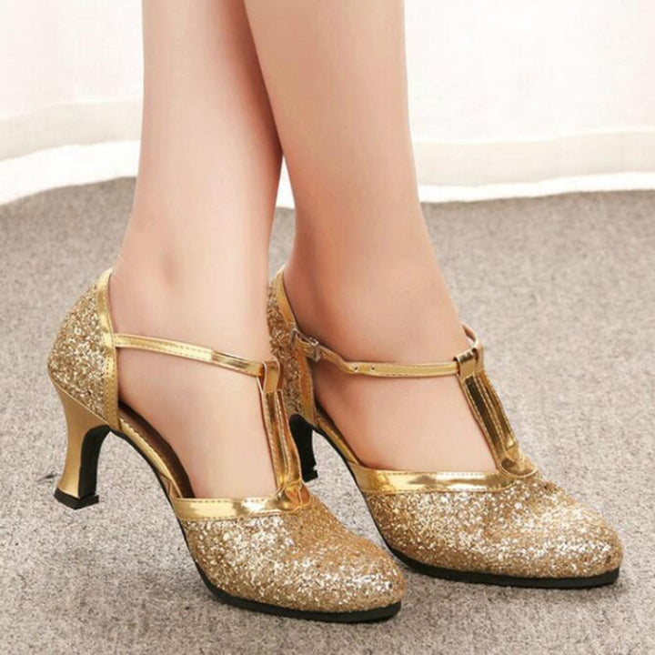 Women Shoes Sequined Soft-Heeled Latin Heels, 34, 35, 36, 37, 38, 39, 40