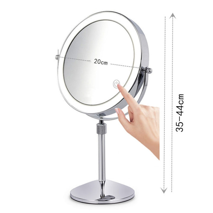 Desktop Double-SidedRound LED Luminous Makeup Mirror Liftable Magnifying Mirror, Plane + 3 Times Magnification(8-inch Battery Model), Plane + 5 Times Magnification(8-inch Battery Model), Plane + 7 Times Magnification(8-inch Battery Model)