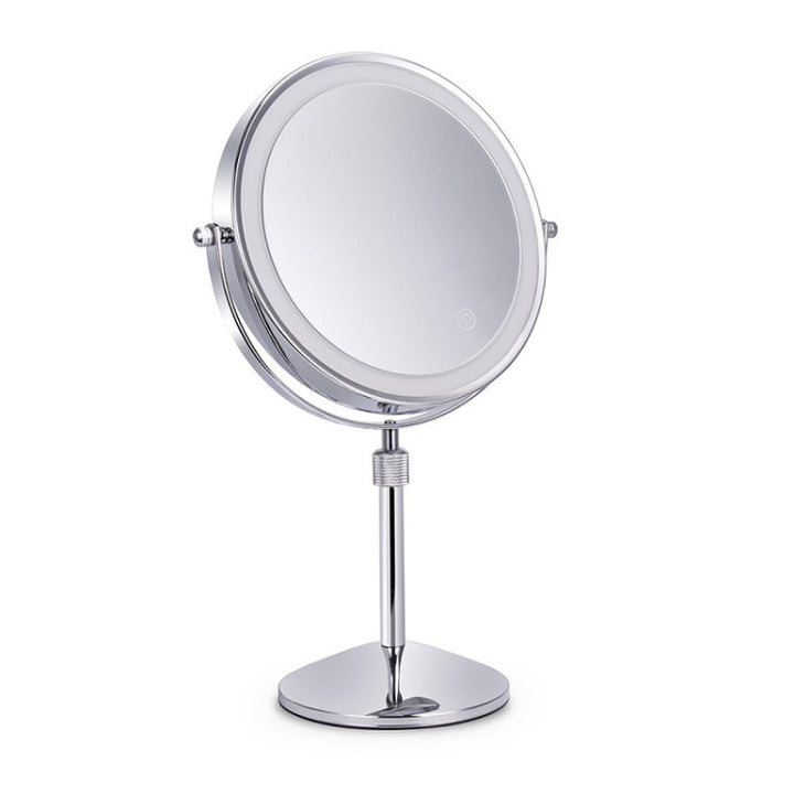 Desktop Double-SidedRound LED Luminous Makeup Mirror Liftable Magnifying Mirror, Plane + 3 Times Magnification(8-inch Battery Model), Plane + 5 Times Magnification(8-inch Battery Model), Plane + 7 Times Magnification(8-inch Battery Model)