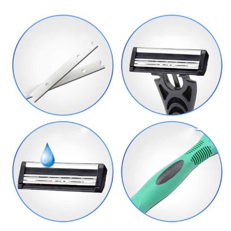 10 PCS  Three-layer Stainless Steel Sensor Head Design Comfortable Handle Disposable Manual Shaver