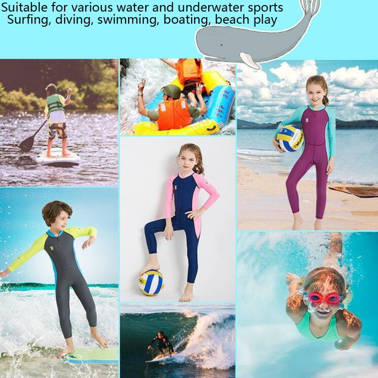 DIVE&SAIL Children Diving Suit Outdoor Long-sleeved One-piece Swimsuit Sunscreen Swimwear, S, M, L, XL, XXL