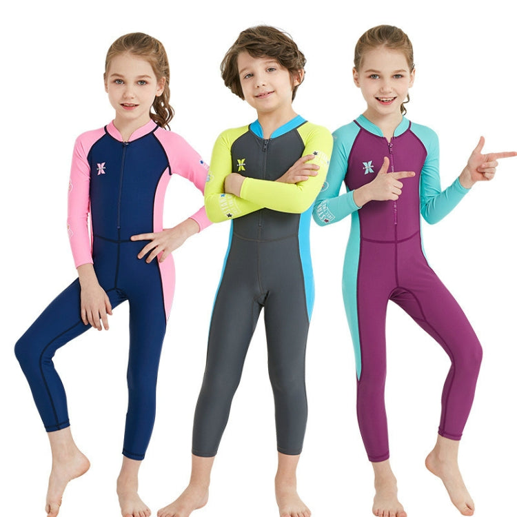 DIVE&SAIL Children Diving Suit Outdoor Long-sleeved One-piece Swimsuit Sunscreen Swimwear, S, M, L, XL, XXL