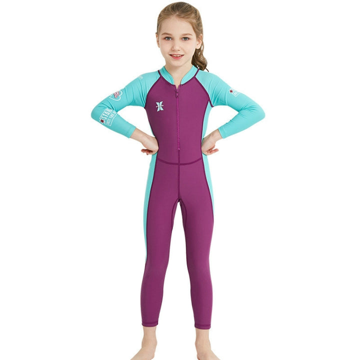 DIVE&SAIL Children Diving Suit Outdoor Long-sleeved One-piece Swimsuit Sunscreen Swimwear, S, M, L, XL, XXL