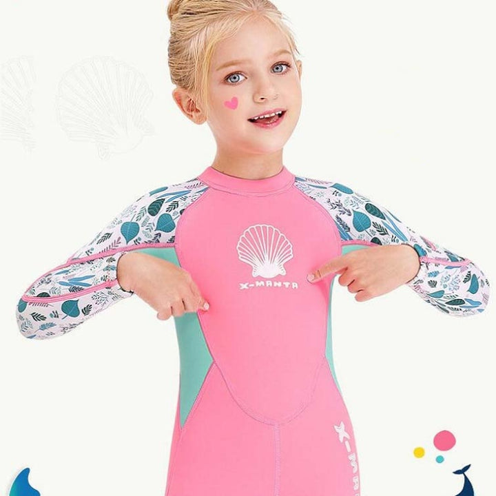 DIVE & SAIL M150556K Shell Pattern Children Diving Suit One-piece Swimsuit Snorkeling Surfing Anti-jellyfish Clothing, S, M, L, XL, XXL