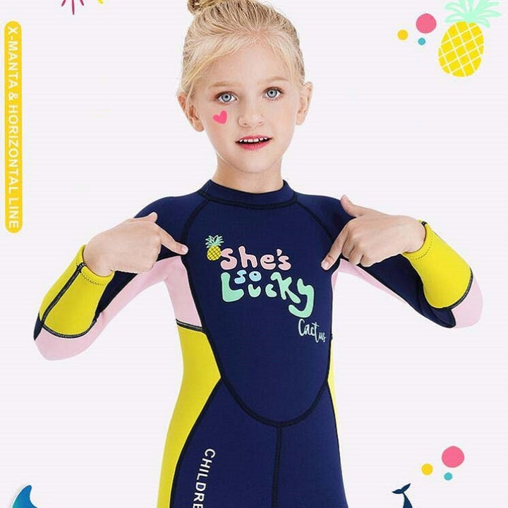 DIVE&SAIL Children Warm Swimsuit One-piece Wetsuit Long Sleeve Cold-proof Snorkeling Surfing Suit, S, M, L, XL, XXL