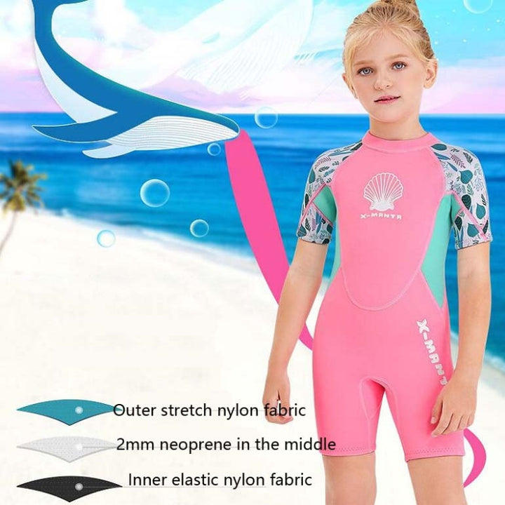 DIVE & SAIL M150656K Children Diving Suit 2.5mm One-piece Warm Swimsuit Short-sleeved Cold-proof Snorkeling Surfing Anti-jellyfish Suit, S, M, L, XL, XXL