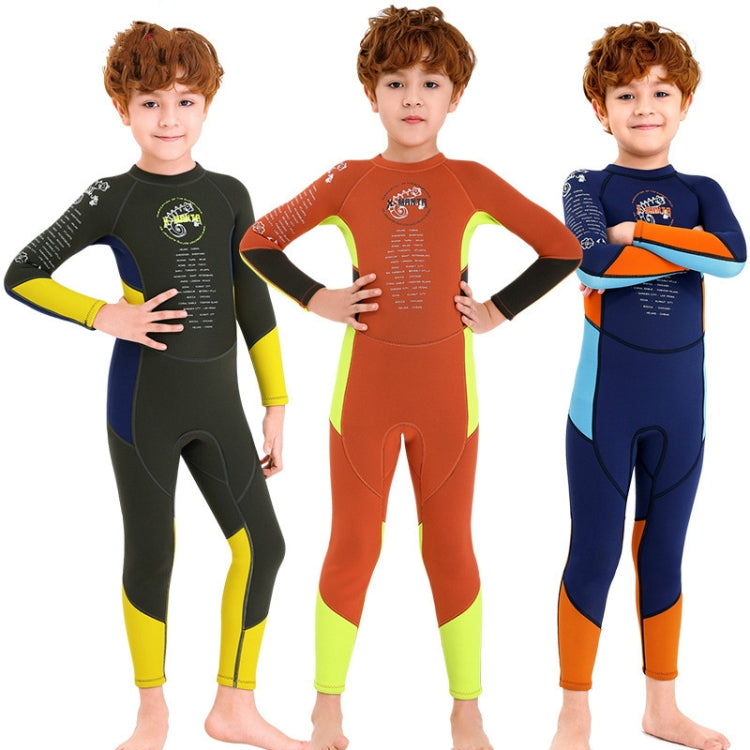 DIVE & SAIL M150501K Children Warm Swimsuit 2.5mm One-piece Wetsuit Long-sleeved Cold-proof Snorkeling Surfing Anti-jellyfish Suit, S, M, L, XL, XXL