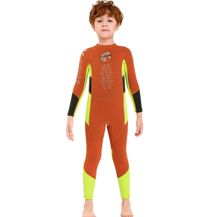 DIVE & SAIL M150501K Children Warm Swimsuit 2.5mm One-piece Wetsuit Long-sleeved Cold-proof Snorkeling Surfing Anti-jellyfish Suit, S, M, L, XL, XXL