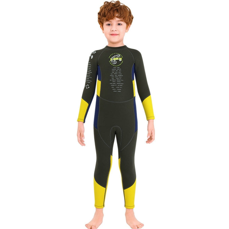 DIVE & SAIL M150501K Children Warm Swimsuit 2.5mm One-piece Wetsuit Long-sleeved Cold-proof Snorkeling Surfing Anti-jellyfish Suit, S, M, L, XL, XXL