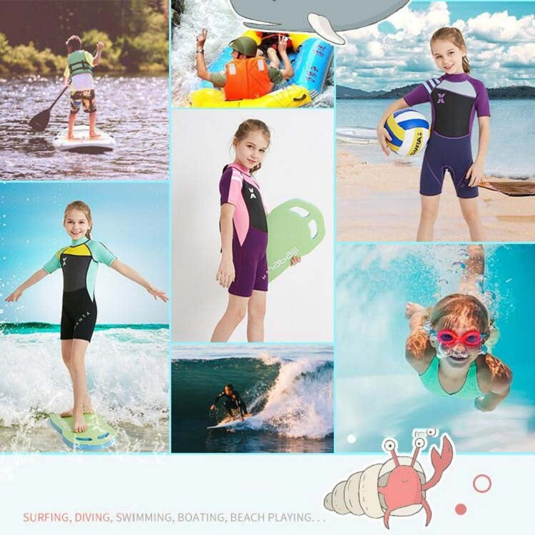 DIVE & SAIL WS-18813 2.5mm Children Warm Diving Suit One-piece Short-sleeved Sunscreen Snorkeling Suit Drifting Cold-proof Swimming Suit, S, M, L, XL, XXL