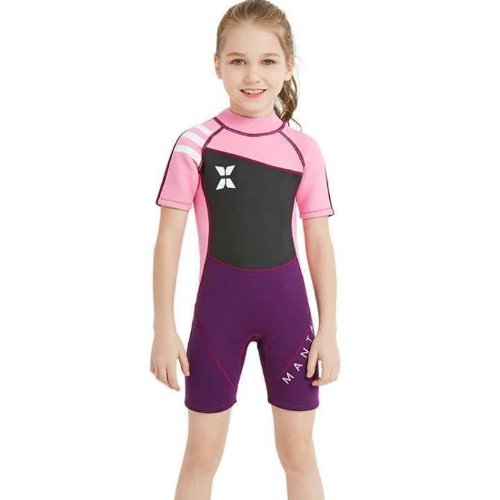 DIVE & SAIL WS-18813 2.5mm Children Warm Diving Suit One-piece Short-sleeved Sunscreen Snorkeling Suit Drifting Cold-proof Swimming Suit, S, M, L, XL, XXL