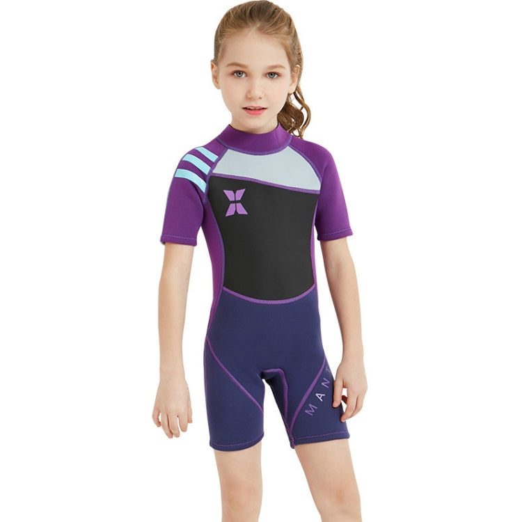 DIVE & SAIL WS-18813 2.5mm Children Warm Diving Suit One-piece Short-sleeved Sunscreen Snorkeling Suit Drifting Cold-proof Swimming Suit, S, M, L, XL, XXL