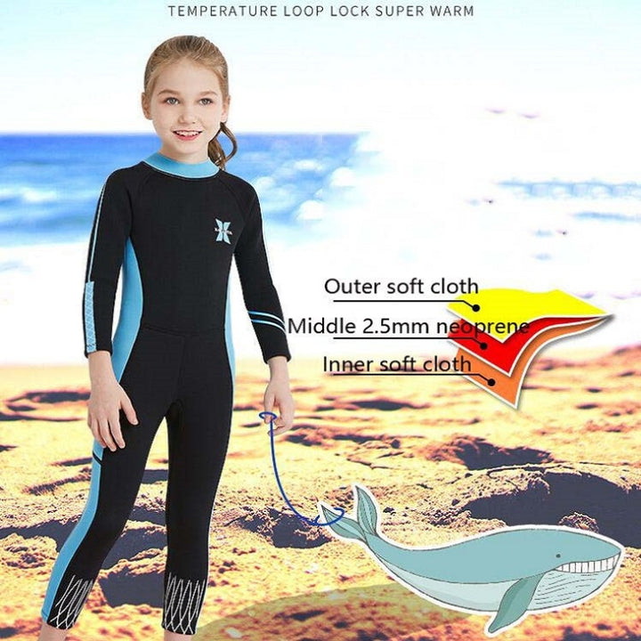 DIVE & SAIL 2.5mm Children Diving Suit One-piece Warm Snorkeling Suit Drifting Sunscreen Swimsuit, S, M, L, XL, XXL