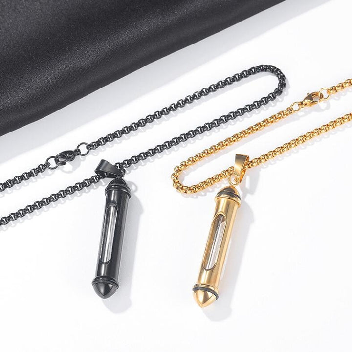 OPK 1573 Men Classic Cylindrical Openable Perfume Bottle Pendant Necklace, 1573 Pendant+Chain Steel Color, 1573 Pendant+Chain Black, 1573 Pendant+Chain Gold