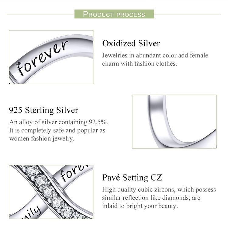 925 Sterling Silver  Infinity Family Forever Beaded For Women DIY Bracelet Accseories, SCC1146