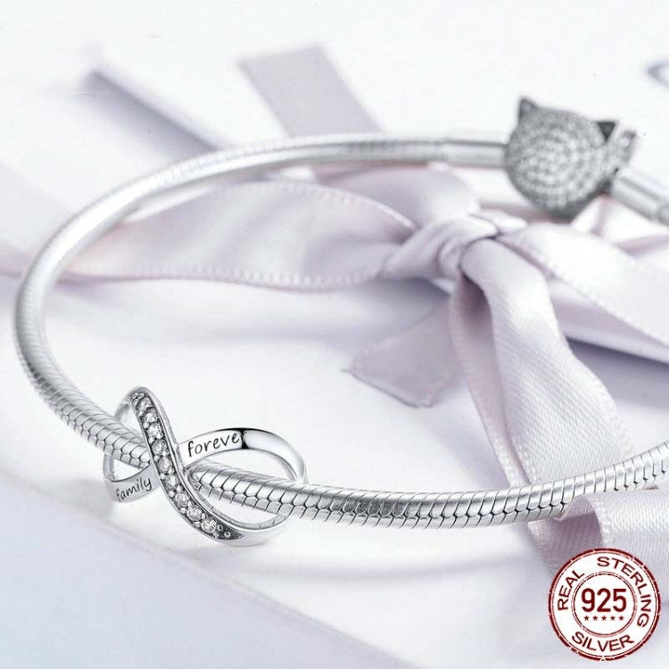 925 Sterling Silver  Infinity Family Forever Beaded For Women DIY Bracelet Accseories, SCC1146