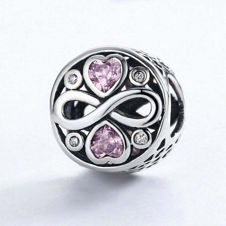 925 Sterling Silver Infinity Love Pink Heart Crystal Beads Charm Bracelets Jewelry, SCC240