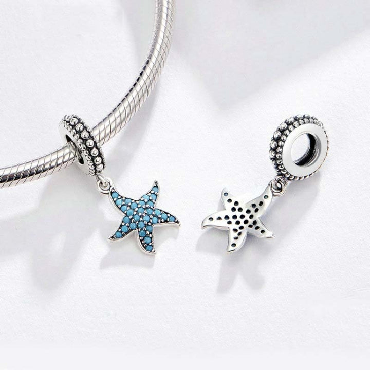 925 Sterling Silver  Starfish Pendant Charm Women DIY Bracelet Accessories, SCC1210