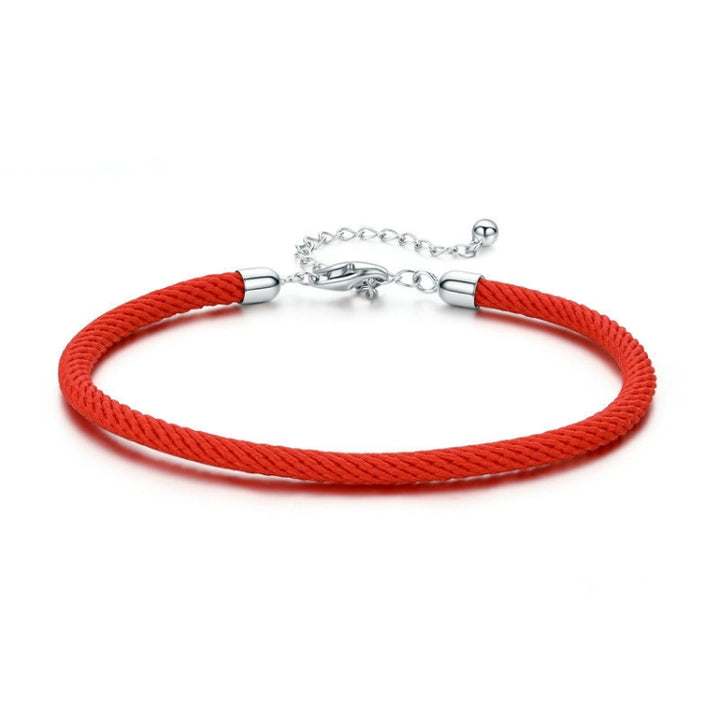 Red Rope Sterling Silver Interface Red Braided Bracelet S925 Silver Bracelet, SCB166