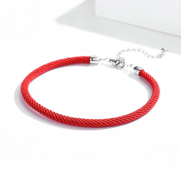 Red Rope Sterling Silver Interface Red Braided Bracelet S925 Silver Bracelet, SCB166