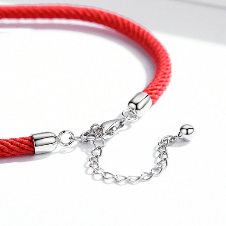 Red Rope Sterling Silver Interface Red Braided Bracelet S925 Silver Bracelet, SCB166