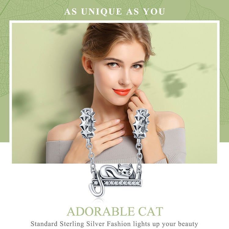 925 Sterling Silver Pendant Cute Cat Necklace Pendant, SCC856