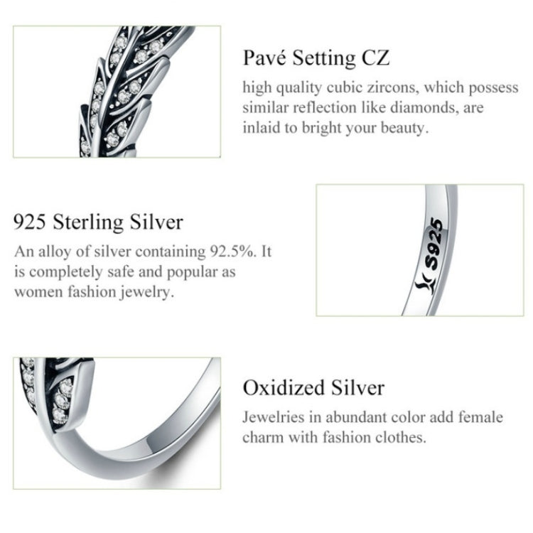 S925 Silver Open Women Ring Leaf Ring