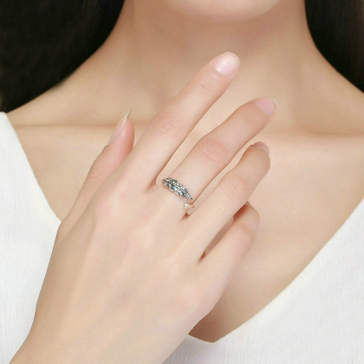 S925 Silver Open Women Ring Leaf Ring