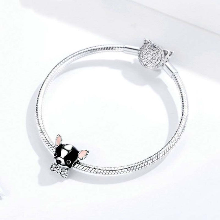 925 Sterling Silver Beads Cute Dog Chihuahua Beaded DIY Bracelet Accessories, SCC1310