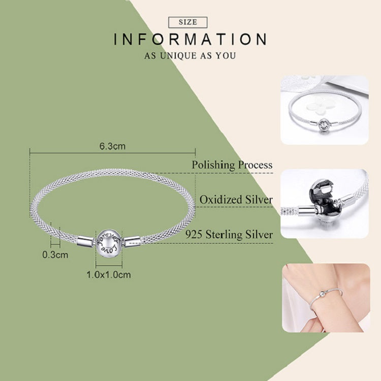 S925 Sterling Silver Personality Fashion Bracelet Eternal Love Bracelet, 17cm, 19cm, 21cm