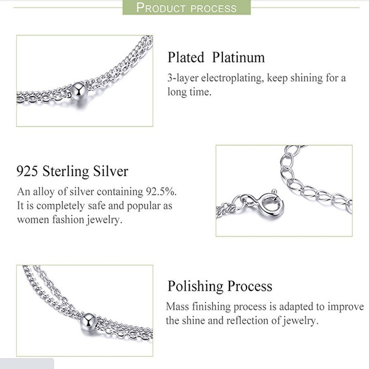 Sterling Silver S925 Women Bracelet Jewelry Platinum Plated Jewelry Silver Bracelet, SCB131