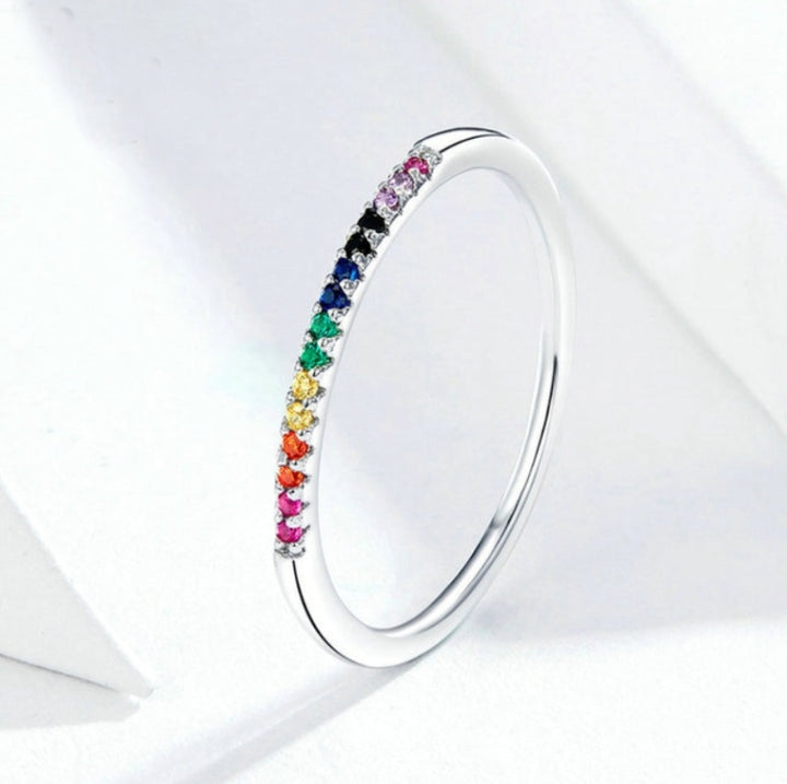 Sterling Silver Ring S925 Colored Zircon Ring, 6, 7, 8