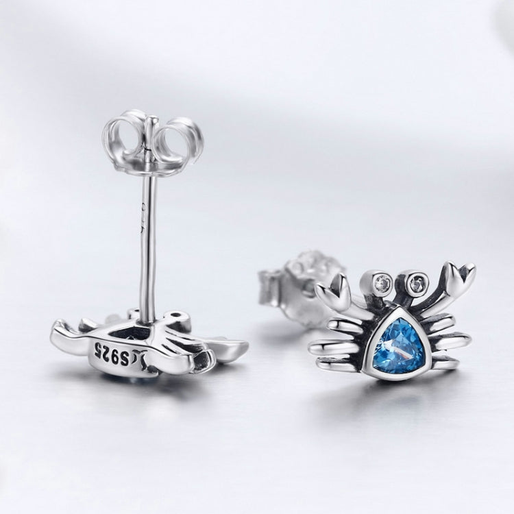 Little Crab S925 Sterling Silver Earrings with Gemstone Heart-shaped Earrings, SCE413