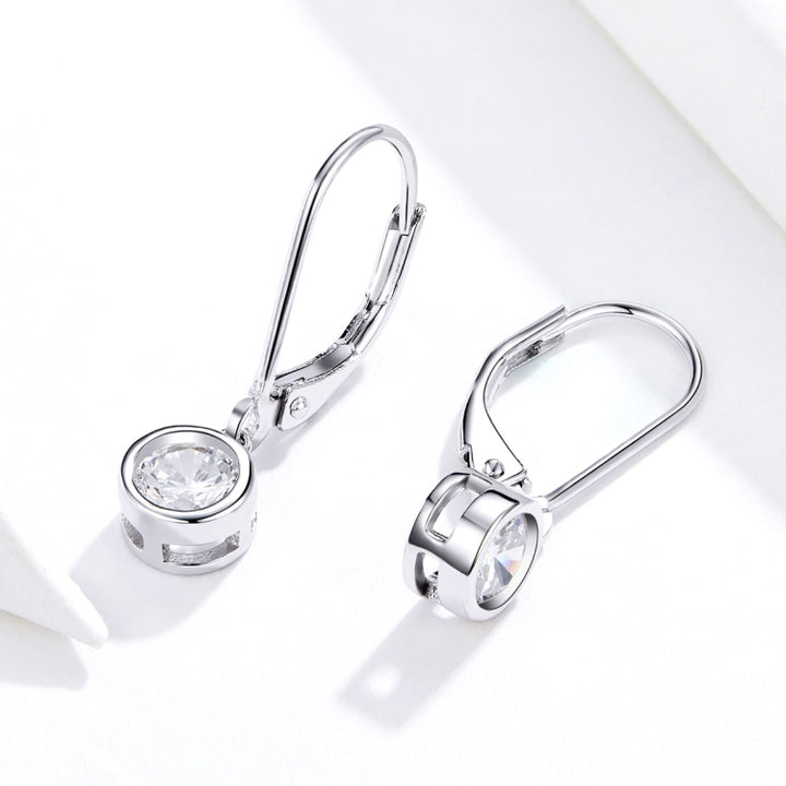 Sterling Silver S925 Earrings Simple Zircon Earrings, SCE747