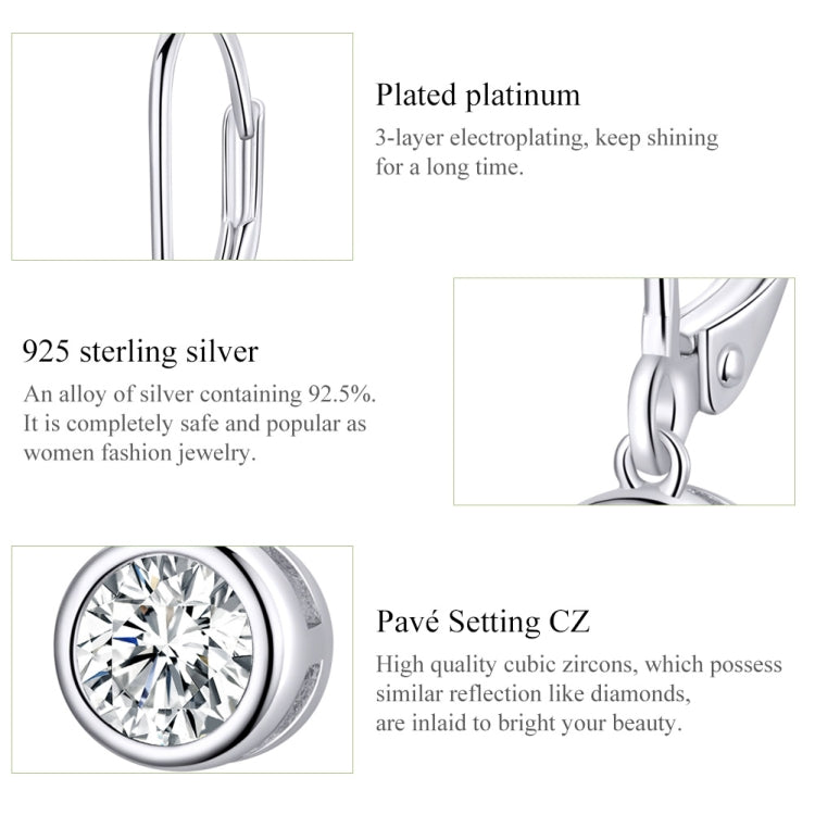 Sterling Silver S925 Earrings Simple Zircon Earrings, SCE747