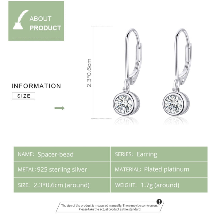 Sterling Silver S925 Earrings Simple Zircon Earrings, SCE747