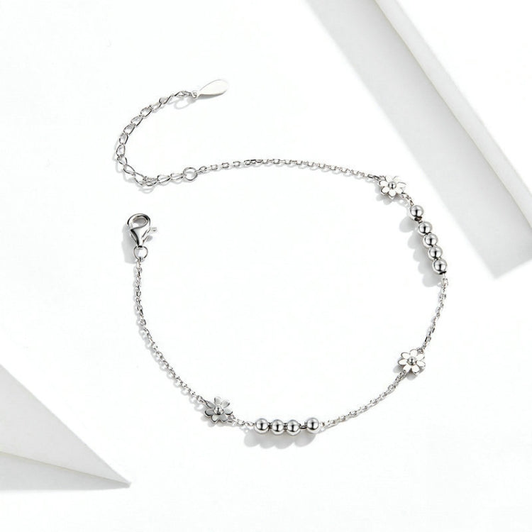 S925 Sterling Silver Daisy Bracelet Plant Shape Bracelet, SCB146