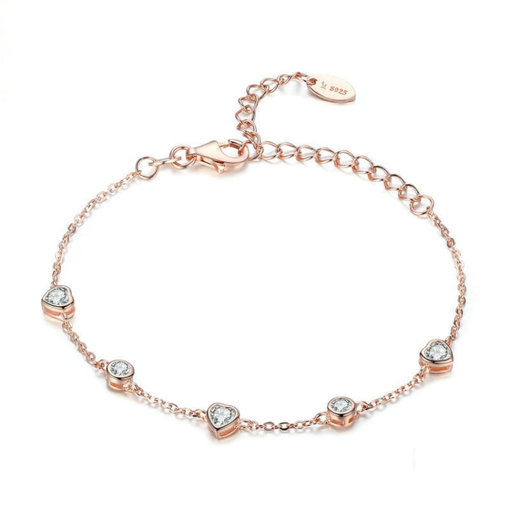 Rose Gold Plated Zircon Bracelet S925 Sterling Silver Female Bracelet, SCB097