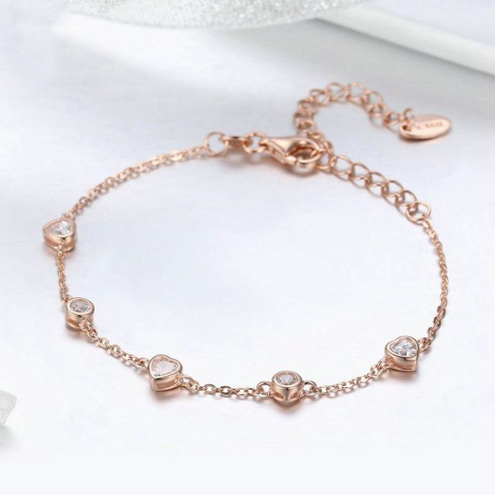 Rose Gold Plated Zircon Bracelet S925 Sterling Silver Female Bracelet, SCB097